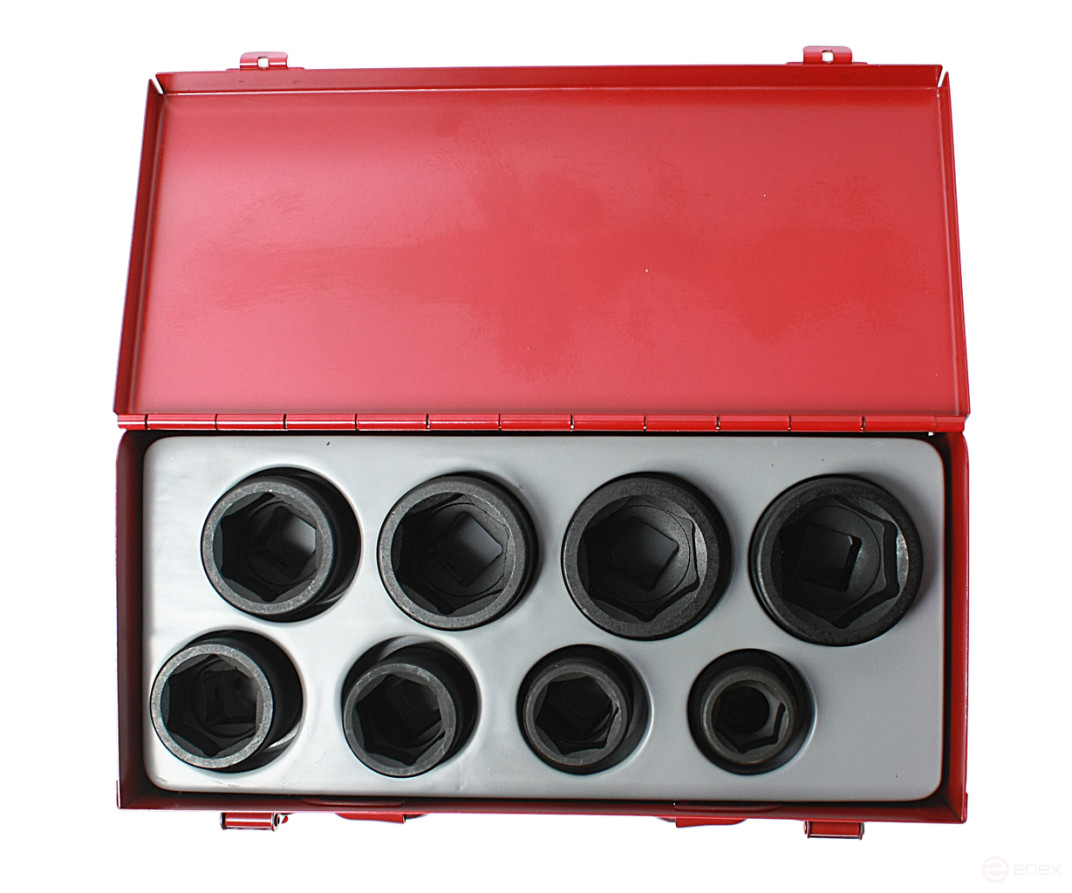 Набор головок торцевых 3/4" 6-ти гранных 21-38мм ударных 8 предметов в кейсе JTC
