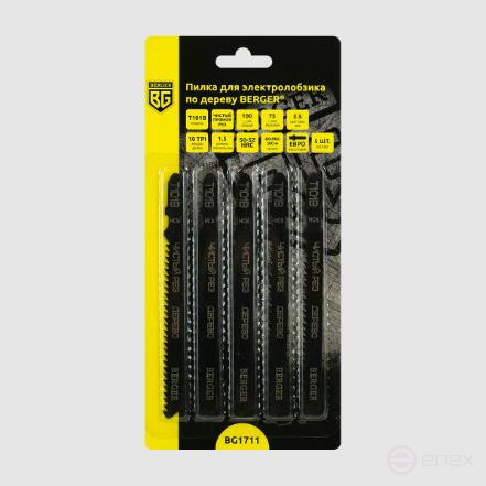 Electric jigsaw saw T101B, clean cut (5 pcs, pitch 2.5 mm, length 100/75 mm) BERGER BG1711