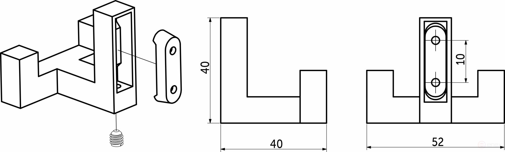 Крючок меб. двухрожковый мет. BENZ хром матовый AKS
