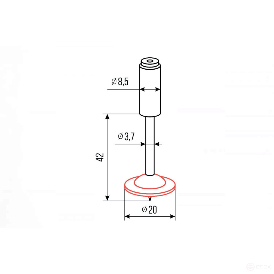Pyroxylin mounting nails PA42-Q2 (round washer, red, 200 pcs/pack) FEDAST