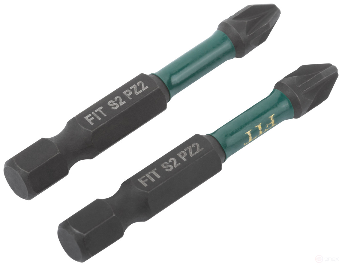 Биты кованые ударные, сталь S2, односторонние 50 мм PZ2, Профи 2 шт., блистер