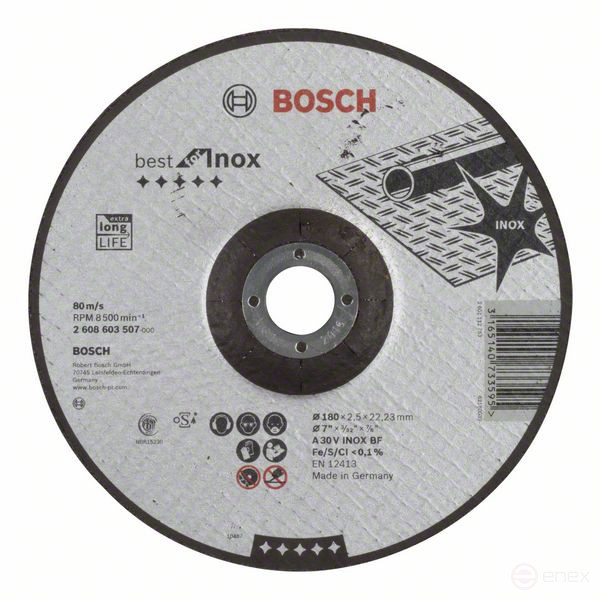 Отрезной круг, выпуклый, Best for Inox A 30 V INOX BF, 180 mm, 2,5 mm