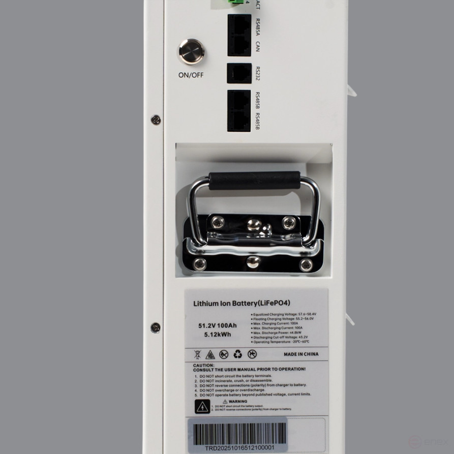 Литиевый аккумулятор тяговый ЛИТДЖЕТ GREEN LiFePO4 51,2V 100Ah 5KWh 100A, CAN/RS485 c/d 100A настенный