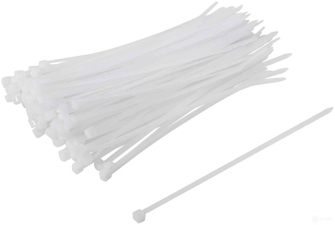 Хомуты нейлоновые для проводов, белые 100 шт., 3,6х150 мм
