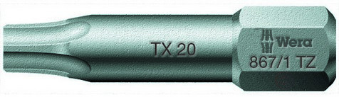 867/1 TZ TORX® бита торсионная, вязкая твёрдость, хвостовик 1/4" C 6.3, TX 5 x 25 мм