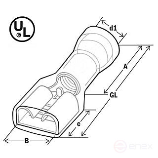 The sleeve is a flat plug, completely insulated, 0,25-1,5/6 ,3x0.8 (pack.10 pcs)