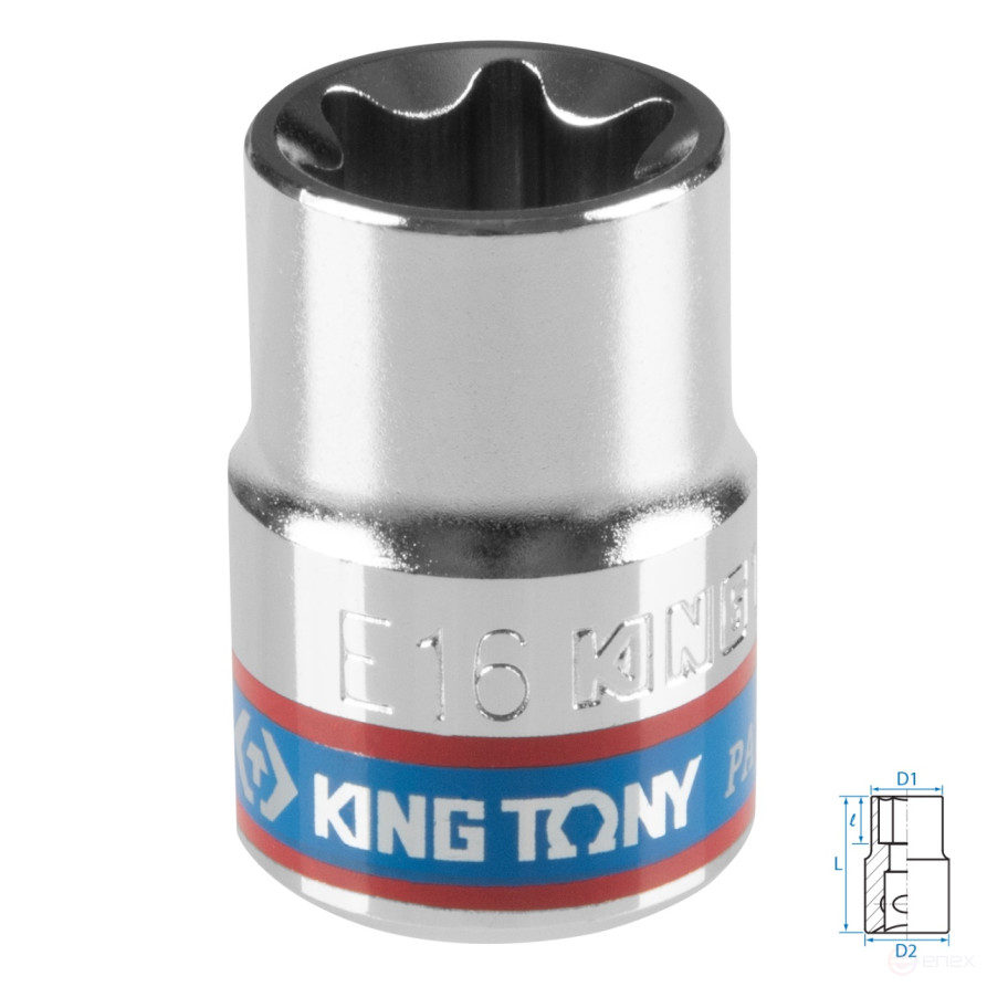 Головка торцевая TORX Е-стандарт 3/8", E16, L = 28 мм KING TONY 337516M