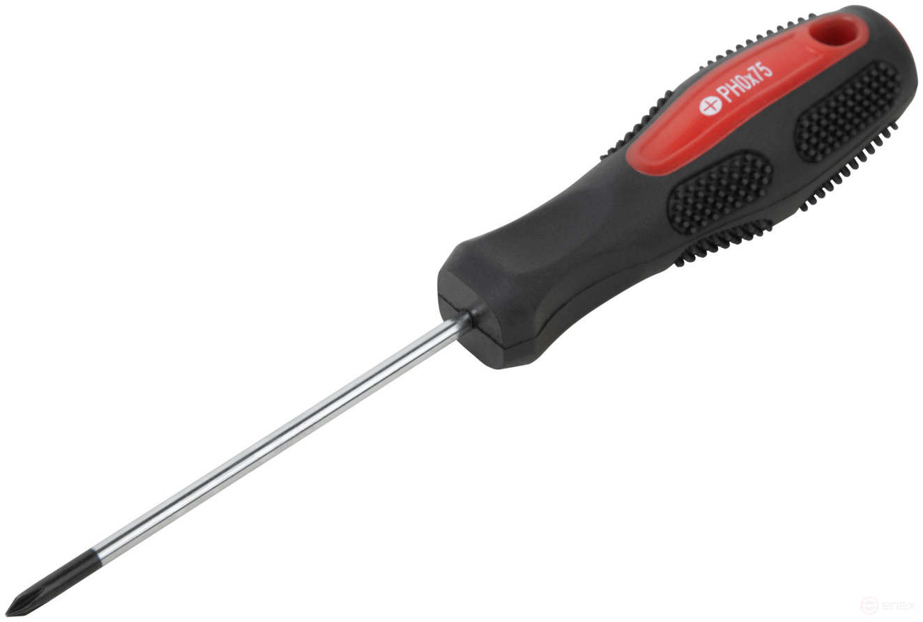 Screwdriver "Master", CrV steel, rubberized handle 3x75 mm PH0