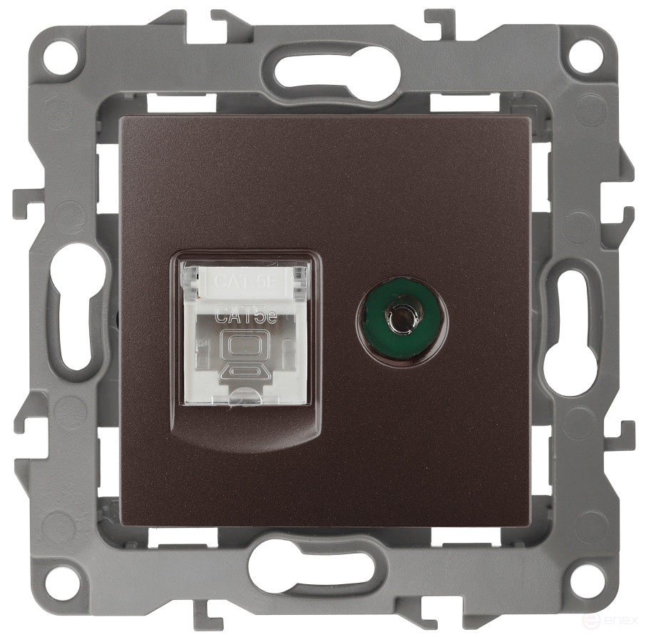 Розетка ЭРА Серия 12 12-3110-13 комбинированная RJ45+TV IP20 бронза