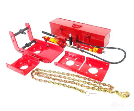 Hydraulic rack straightening device in the JTC case