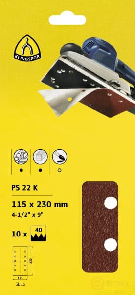 Шлифовальная шкурка на бумажной основе, самозацепляемая PS 22 K, 115 x 230 (50 шт), 241666