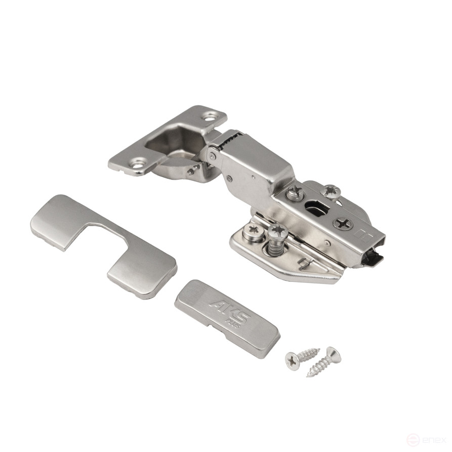 Петля полунакладная с доводчиком 48мм h0 clip-on AKS PLUS 3D (еврошурупы, заглушки)