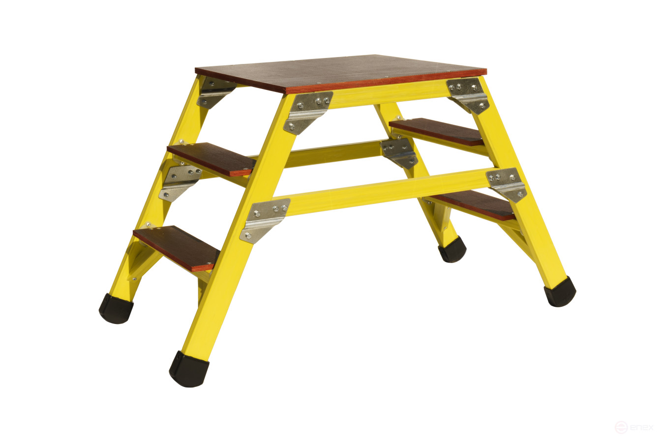 Fiberglass step ladder with symmetrical support SSS-0.6P-F55P