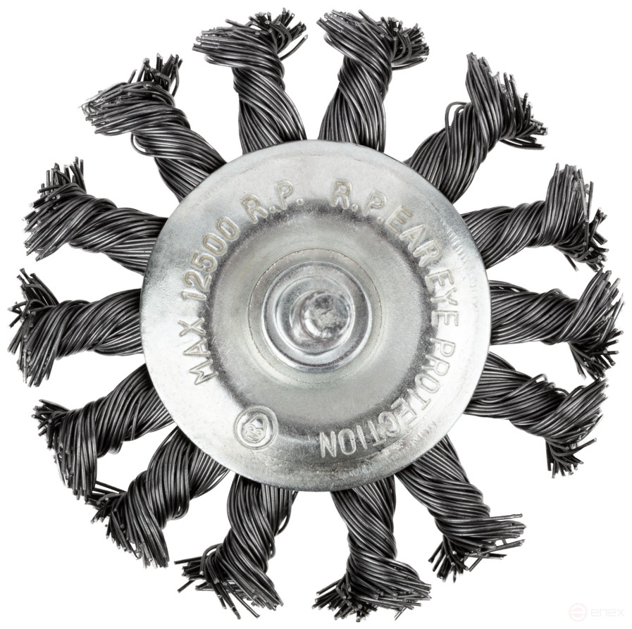 Корщетка дисковая прямая, со шпилькой, стальная витая проволока 75 мм