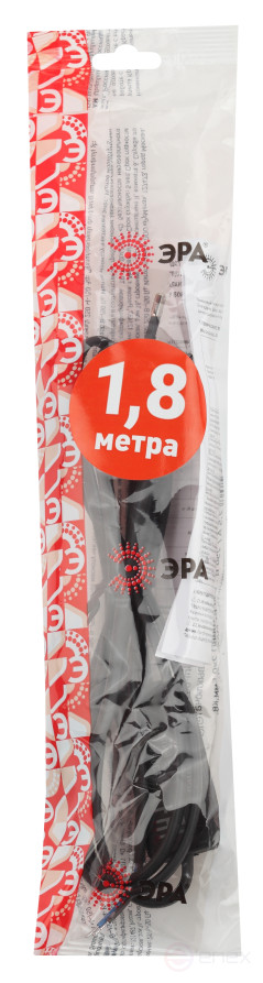 Шнур для бра ЭРА UX-ШВВП-S-1,8m-B с выключателем 1,8 м ШВВП 2x0,5мм2 черный