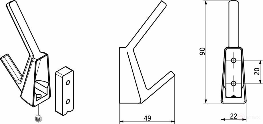 Hook meb. two-horn metal. SENT black matte AKS