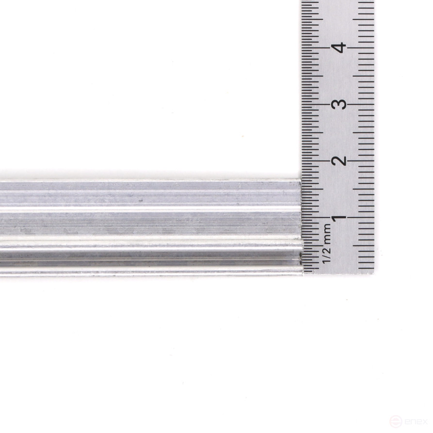 The profile is F-shaped 2500*17,5*6,5 (base 4.0), material anodized aluminum (EB-1254)