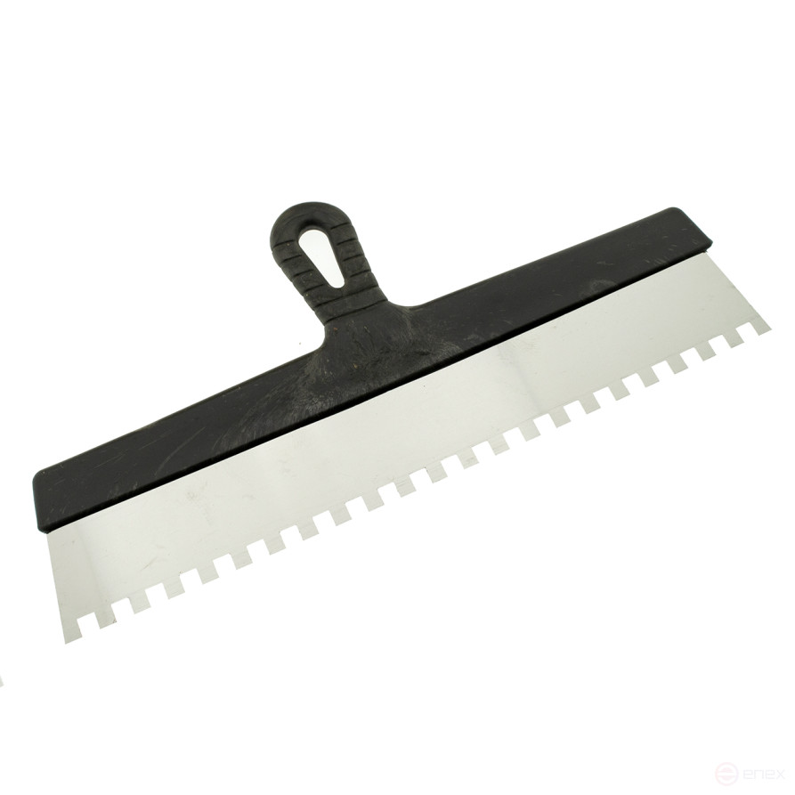 Шпатель зубчатый нержавеющий 450 мм, зуб 10х10 мм, ЧЕГЛОК (30)