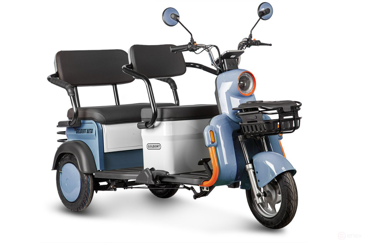 Electric tricycle Rutrike Gelbert Beta 48V/60V 800W, blue and white