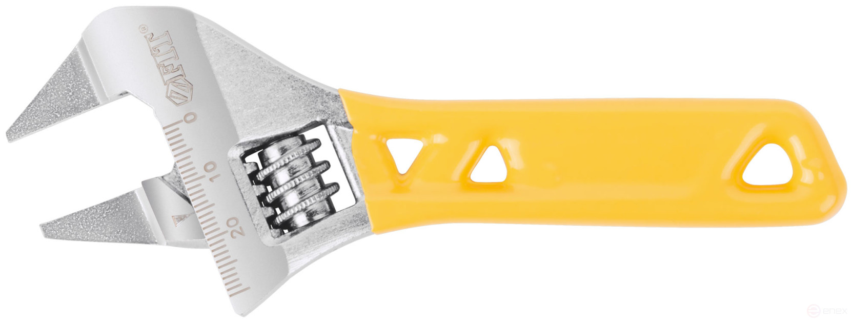 Adjustable wrench "Ultra", CrV, shortened, ground. narrow lips, scale, extra magnification.Grip 140 mm (30 mm)