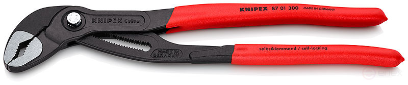 KNIPEX COBRA® клещи переставные с фиксатором, 70 мм (2 3/4"), под ключ 60 мм, L-300 мм, серые, 1-к ручки, держатель
