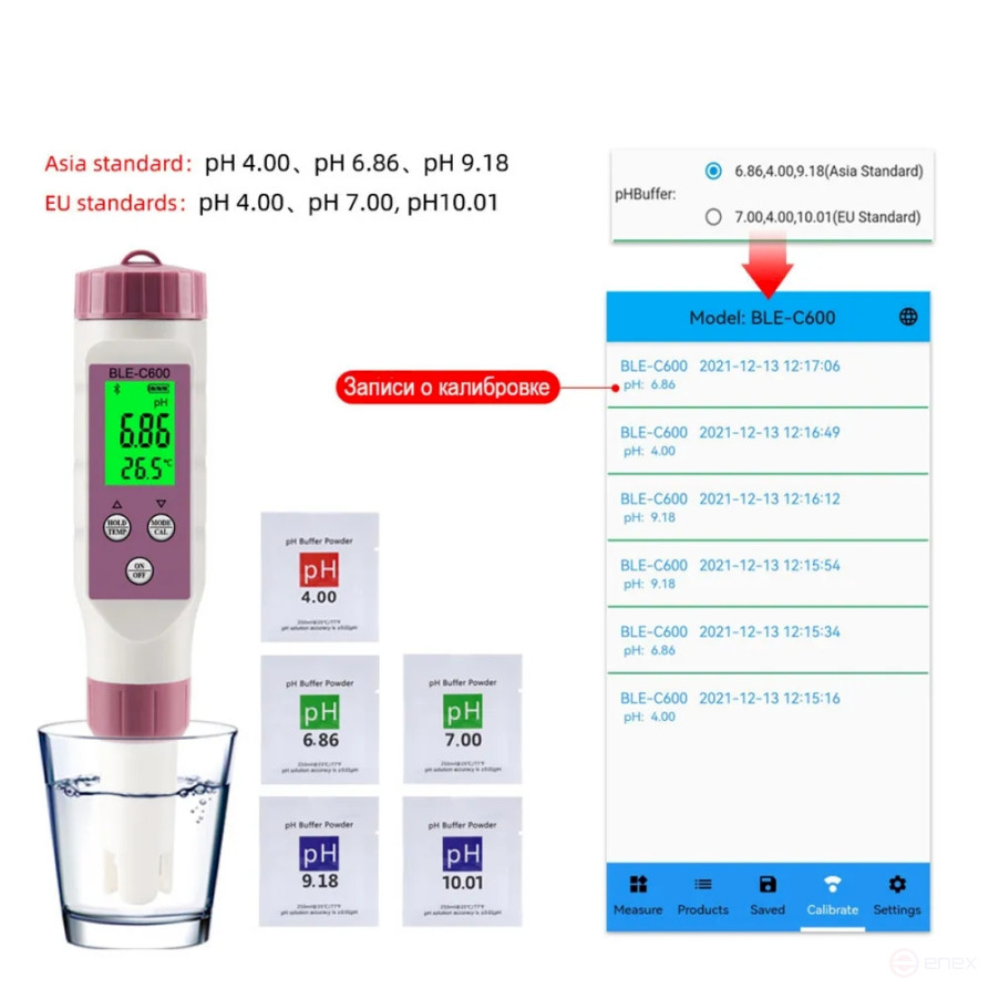 Тестер для воды цифровой тестер BLE-C600 7в1 с Bluetooth