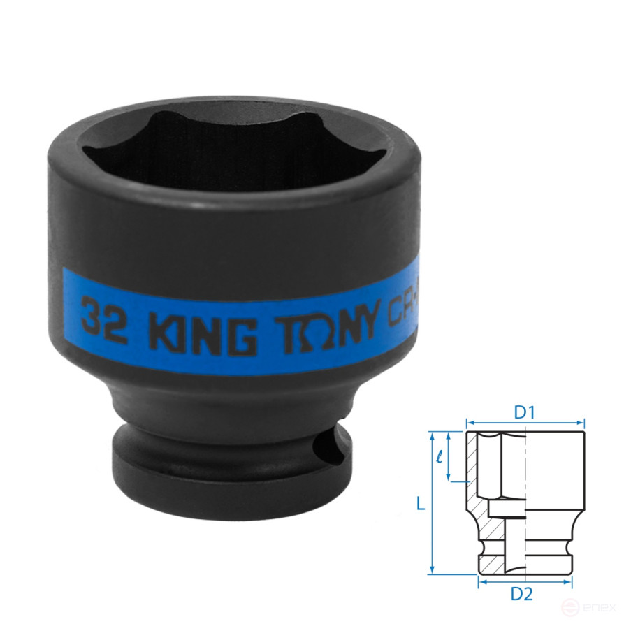 Головка торцевая ударная шестигранная 1/2", 32 мм KING TONY 453532M