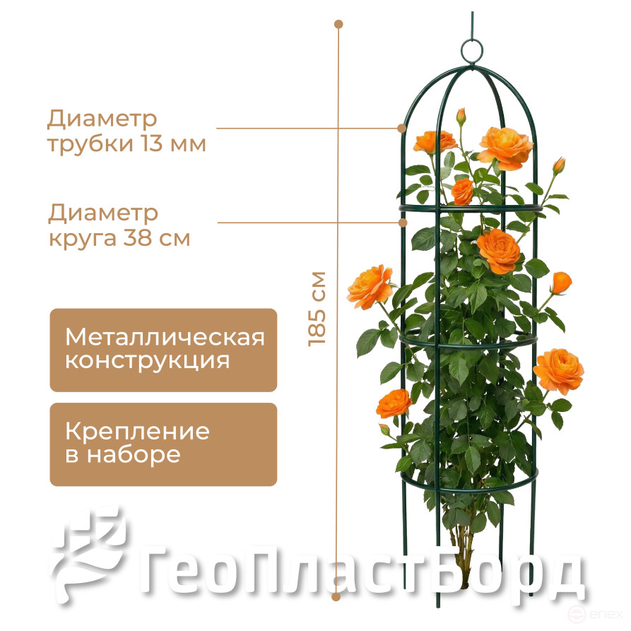 Geoplastboard support for roses, collapsible, height 185cm, metal