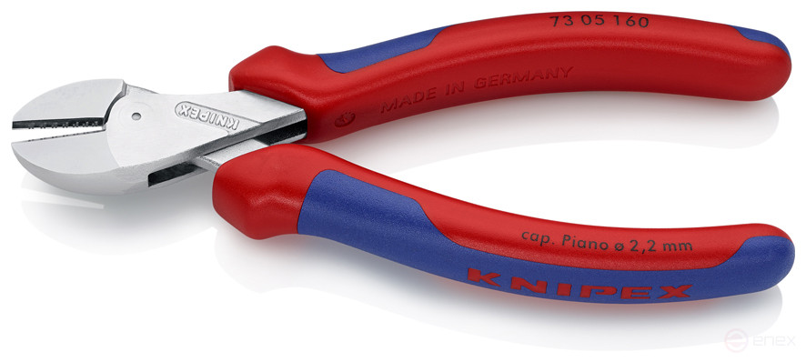 KNIPEX X-Cut® бокорезы, рез: провол. мягк. Ø 4.8 мм, ср. Ø 3.8 мм, тв. Ø 2.7 мм, роял. струна Ø 2.2 мм, L-160 мм, хром, 2-к ручки