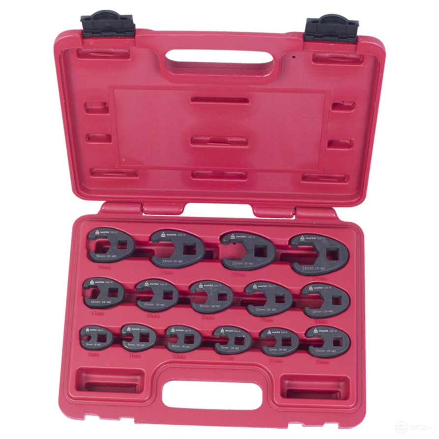 Набор разрезных ключей 3/8&1/2 (воронья лапка), 8-24 мм, кейс, 15 предметов МАСТАК 0261-15C