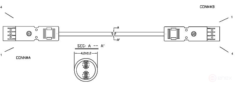 PC-110-110-2P-C5-1M-LSZH-GY Патч-корд 110 тип-110 тип, 2 пары, Cat.5, LSZH, 1 м, серый