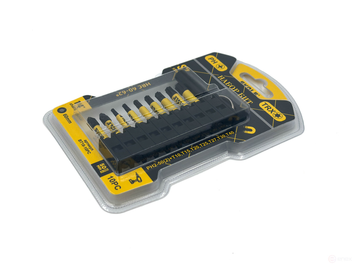 Набор бит Skole PH+TRX 50 мм (10 предметов, S2 сталь) (PH2 (2шт), T10, T15, T20, T25, T27, T30, T40 и удлинитель для бит 50мм) BT18-10PC