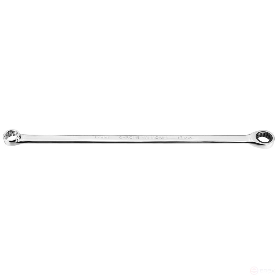 Double cap wrench with ratchet mechanism, long, 17 mm