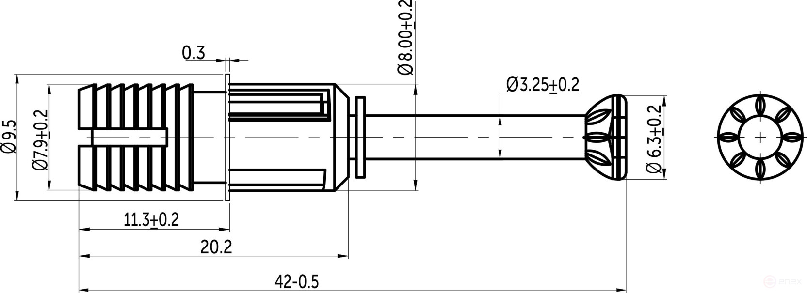 Шток эксцентрика распорный 8*34 (уп/1тыс.шт) AKS