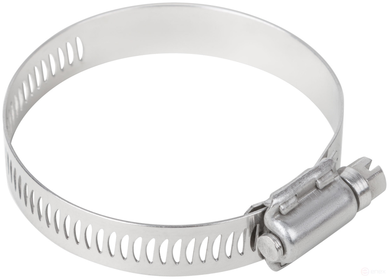 Хомут обжимной просечной, ширина 12,7 мм, нерж.сталь 40-64 мм