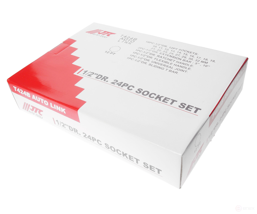 Set of 1/2" 12-sided end heads 10-32mm 24 pieces in a JTC case