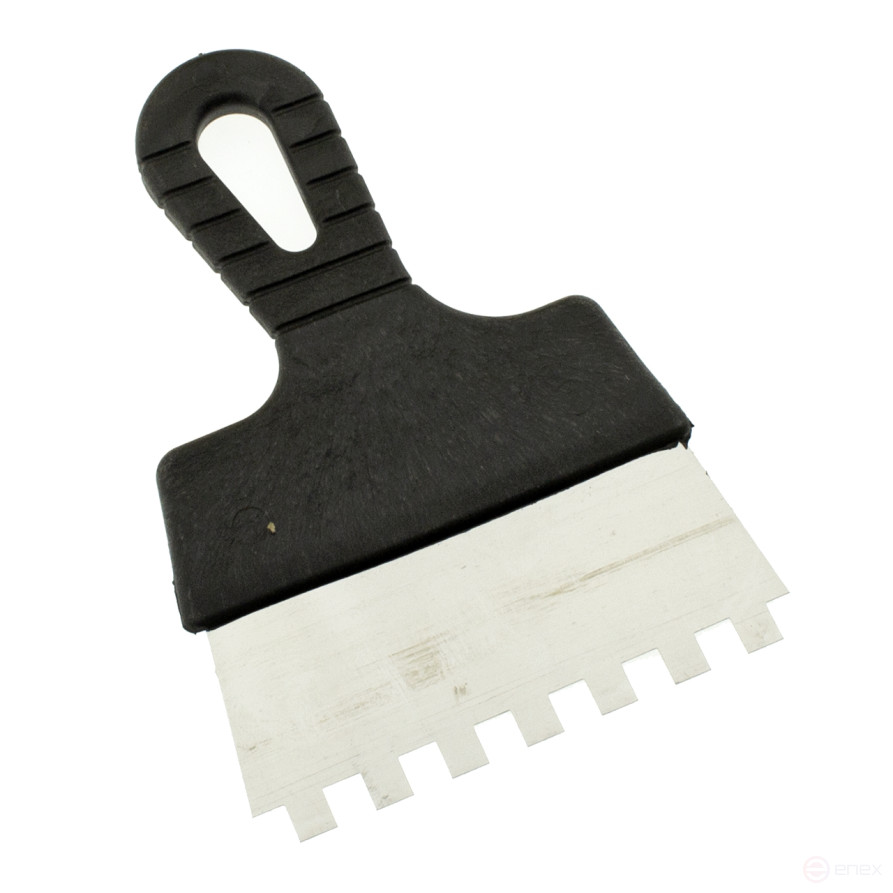 Шпатель зубчатый нержавеющий 150 мм, зуб 10х10 мм, ЧЕГЛОК (80)