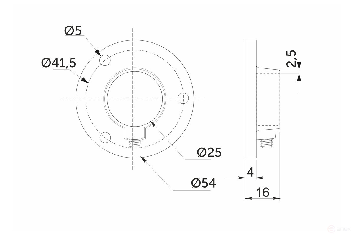 Крепление (розетка) трубы d25 (510А), хром AKS