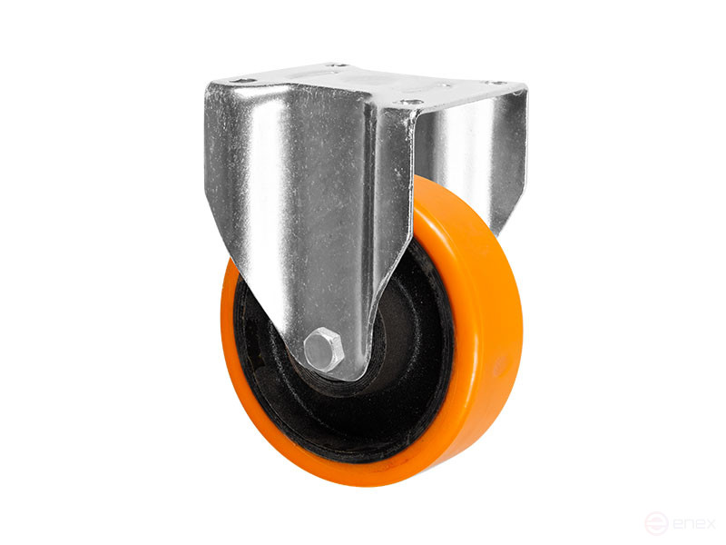 Wheel support d.125 mm non-rotating with heavy-duty polyurethane panel