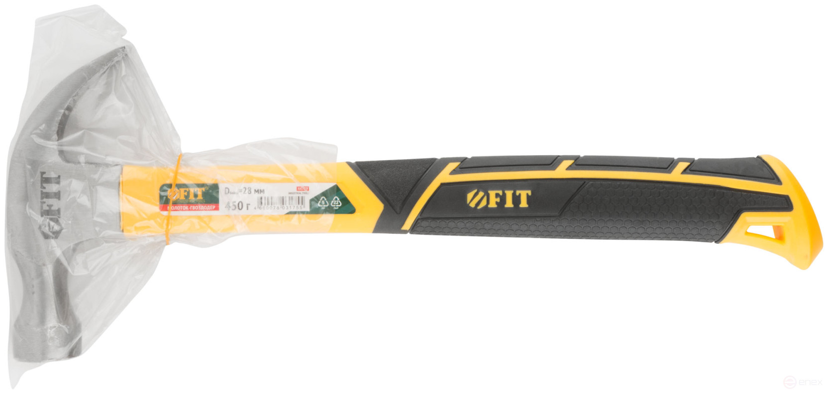 Молоток-гвоздодер, фиберглассовая усиленная ручка, Профи 28 мм, 450 гр.