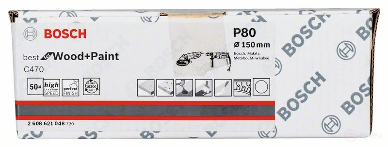 Paper-based sanding sheet C470, in a package of 50 pcs. 150 mm, 80