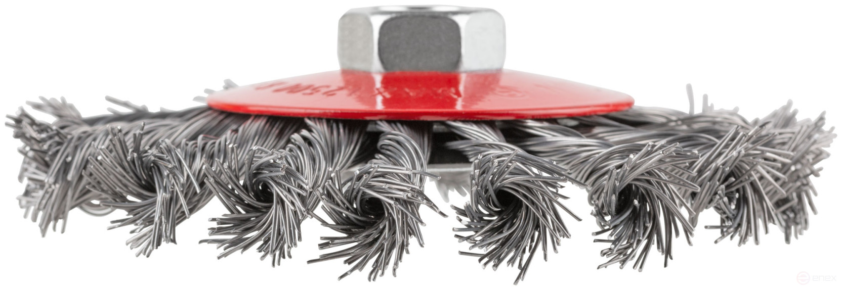 Корщетка-колесо с наклоном, гайка М14, стальная витая проволока 115 мм, блистер