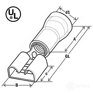 The sleeve is flat plug, insulated, 1,5-2,5/6 ,3x0.8 (pack.10 pcs)