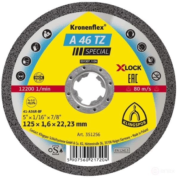 INOX A 46 TZ Special cutting wheel, 115 x 1,6 x 22,23 X-LOCK