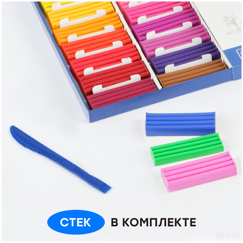 Plasticine Gamma "Classic", 36 colors, 720g, with stack, cardboard. packaging