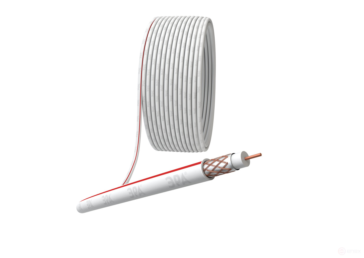 S-M-75-PVC50 ERA Coaxial Cable SAT 50 M, 75 Ohm, Cu/(75% Cu braid), PVC, color white, 50 m coil