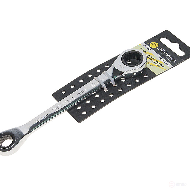 Ключ накидной 10х13мм ER-71013H трещоточный (на держателе) ЭВРИКА 1/25