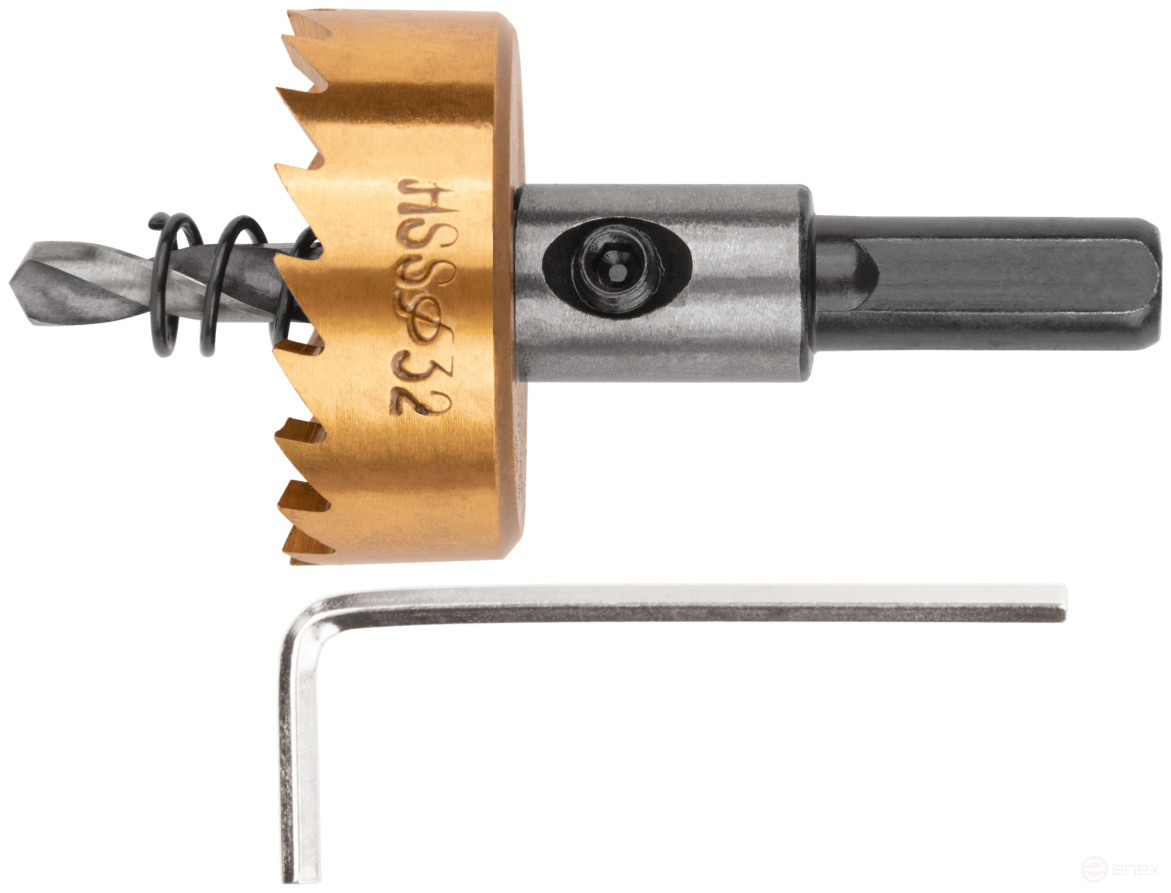 Metal ring crown, HSS steel, titanium coating 32 mm