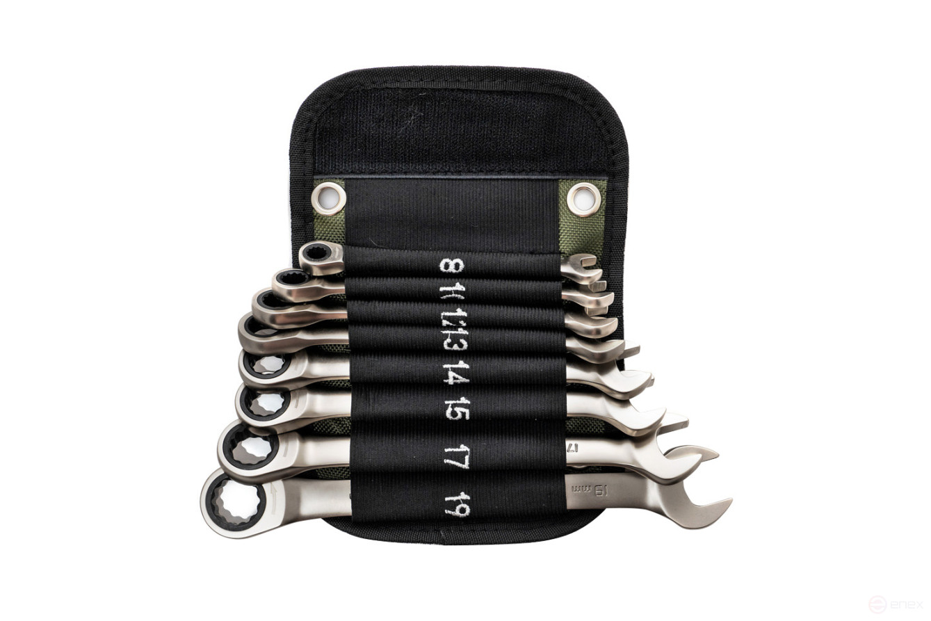 Набор ключей трещоточных комбинированных 8 шт, (8, 10, 12, 13, 14, 15, 17, 19 мм), в фирменной сумке