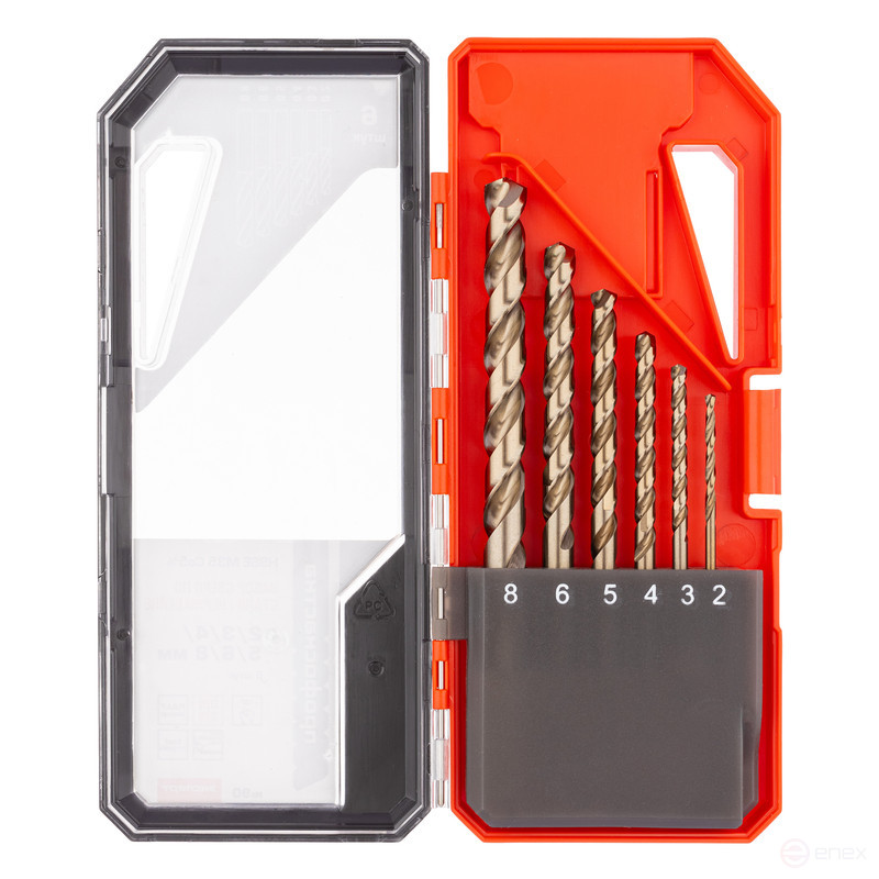 Set of drills No. 90 6 pcs (Ø2/3/4/5/6/8) HSSE M35 Co5% Professional training